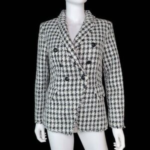 White House Black Market Black and White Checkered Blazer